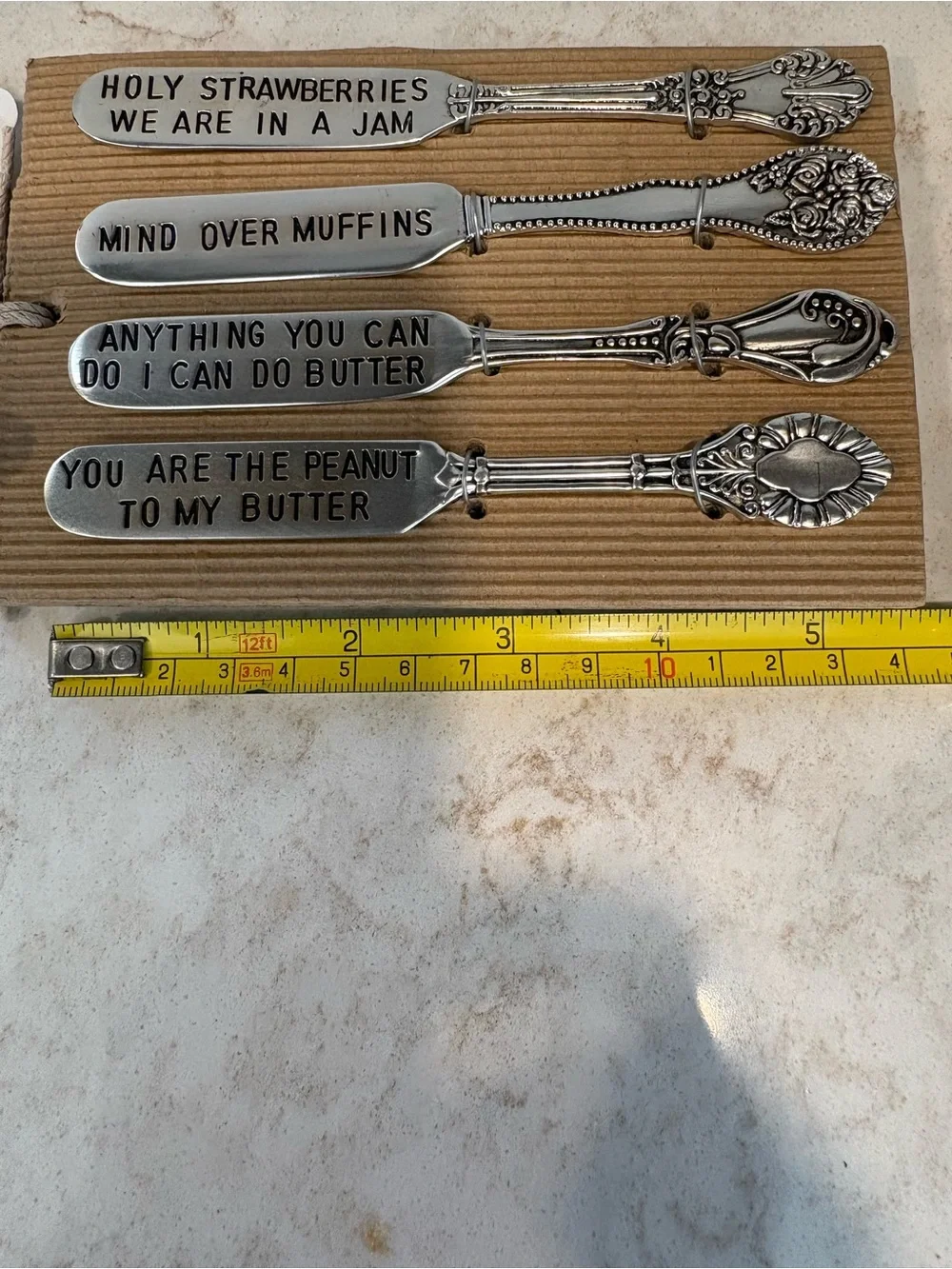 Mud Pie Silver Stamped Butter Spreader Set - 4 Decorative Fun Handles. NEW!